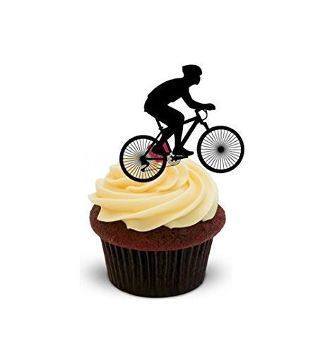 The Baking Girls - Bike Bicycle Cycling Silhouette - Standups 12 Edible Standup Premium Wafer Cake Toppers - 2 x A5 sheet - 12 images