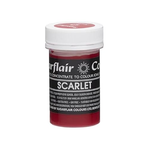 Sugarflair SCARLET RED Pastel Paste Gel Edible Concentrated Food Icing Colouring