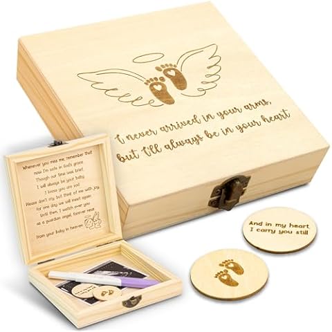 WOODAMORE Miscarriage Gifts For Mothers - Miscarriage Memorial Box, Infant Loss Memorial Gifts, Loss Of Baby Sympathy Gifts, Angel Baby Memorial Gift, Miscarriage Keepsake For Mom Cover