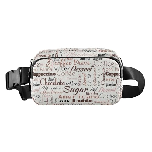 Coffee Tags - Bolso cruzado elegante de comida rápida para mujeres, hombres, adolescentes, bolsa pequeña con correa ajustable para viajes, vacaciones, correr, Etiquetas de café de comida rápida, 1