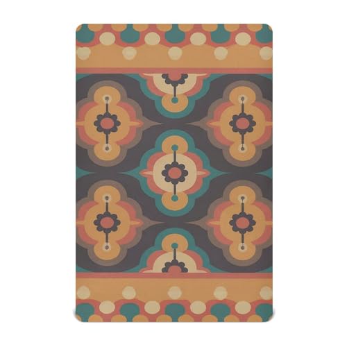 YANENDIE 70s Aztec Border Crib Sheet 52x28 Cotton