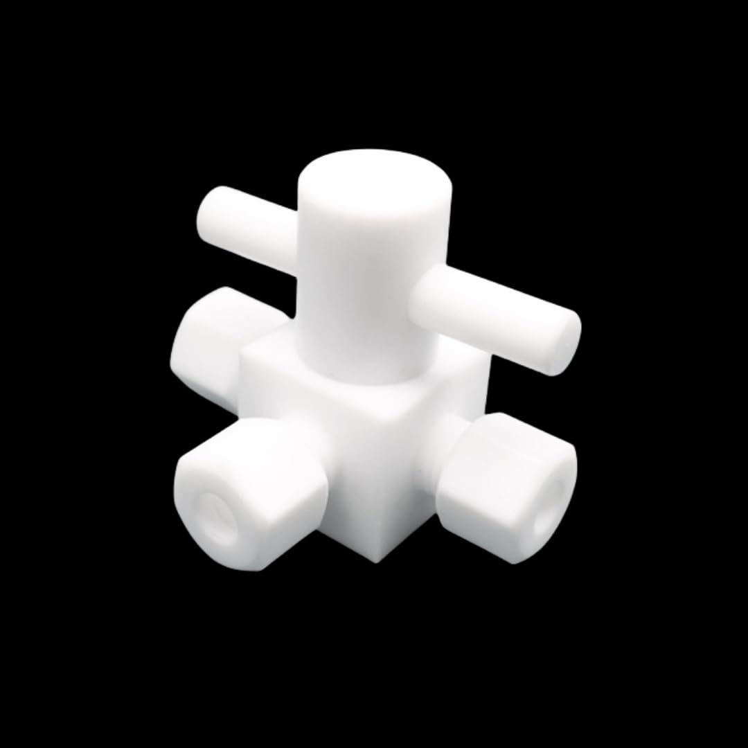 PTFE 3-Way Ball Valve - Durable PEFT Horizontal Conversion Tee Connector for Fluid Control, 1pcs(12.7-12.7-12.7mm)