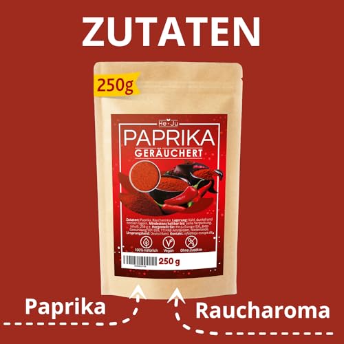 He-Ju Geräuchertes Paprikapulver (smoked) süß, 250 g Paprika geräuchert süß gemahlen, vegan, glutenfrei