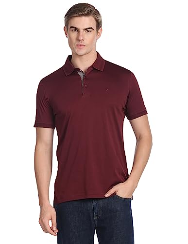 Image of Arrow Men's Cotton Solid Regular Fit Polo Shirts