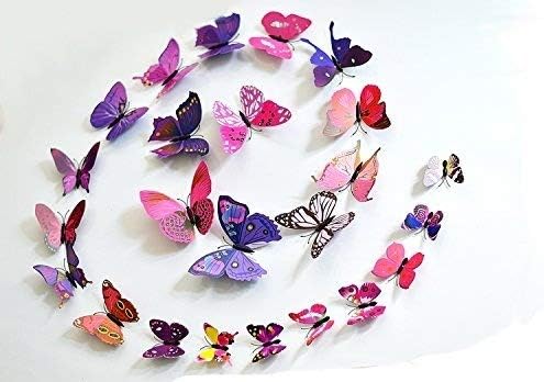 3D Butterfly Wall Stick Wall Decals Garden Wall Stickers Removable Wall Decal Sticker,super for Girls and Boys Nursery Baby Room Children's Bedroom