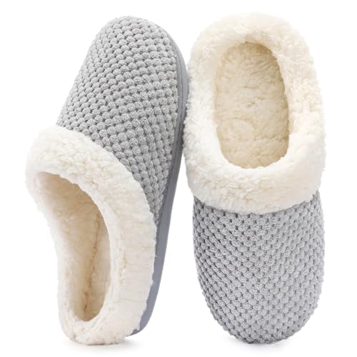 ULTRAIDEAS Women's Breathable House Slippers with Memory Foam, Lightweight Cotton Blend Lining, Indoor Outdoor Slip On Design, Non Slip Rubber Sole for Bedroom, Machine Washable