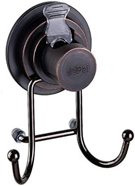 JiePai Vacuum Suction Cup Hooks Shower Bath Towel Hooks Hanging Towel Holder Wall Towel Rack Organizer for Kitchen, Bathrobe,Loofah,Bronze (1 Pack)