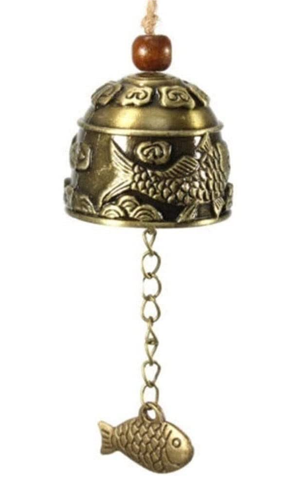 Carillon a Vent pour Maison Dragon/Poisson Feng Shui Cloche Bénédiction Bonne Chance Fortune Suspendu Carillon Éolien Extérieur Artisanat Décoration De La Maison Décoration Intérieure(Fish)