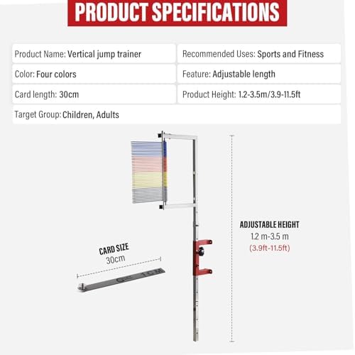 Adjustable Veal Jump Measurement Stick, Wall-Mounted Tool, Height Adjustable 4.5-5.2ft, Ideal for Athletes & Coaches, Precision Jump Training Equipment