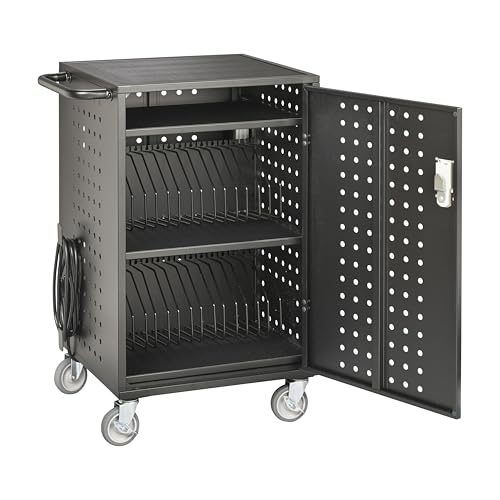 ECR4Kids 30-Bay Charging Cart, Classroom Storage, Black