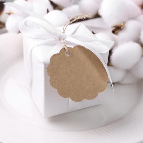 Image of CVANU Brown Kraft Paper Hanging Circle Shaped Tags (300pcs) with Jute Twine for Wedding| Write Blessings| Thanksgiving| Gift Decor (2.3inch X2.4inch)