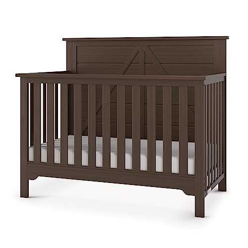 Child Craft Woodland 4-in-1 Convertible Crib, Baby Crib Converts to Day Bed, Toddler Bed and Full Size Bed, 3 Adjustable Mattress Positions, Non-Toxic, Baby Safe Finish (Brushed Truffle)