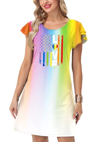 Image of AOBUTE Womens 4th of July Dress American Flag Party Dresses USA Parade Mini Dress