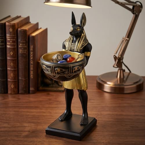 Statue égyptienne d'Anubis avec coupe dorée pour offrir en cadeau