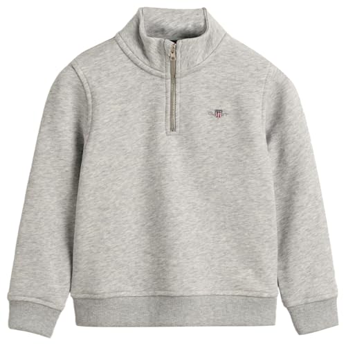 GANT Unisex Kinder Shield Half Zip Sweat Sweatshirt, Light Grey Melange, 110-116