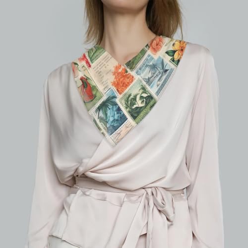 Cute Love Floral Fashion Hair Scarf Lightweight Silk Feeling Head Scarf Square Bandanas for Women 5