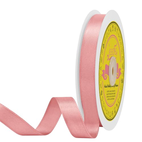 Image of Double Face Dusty Pink Satin Ribbon 5 /8 inch X 50 Yards Polyester Dusty Pink Ribbon for Gift Wrapping Very Suitable for Weddings Party Invitation Decorations and More