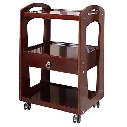 NADYE Carro de Barra rodante con estantes de Almacenamiento de 3 Niveles, Carro utilitario extraíble con Ruedas, carros de Servicio de Cocina de Madera Maciza