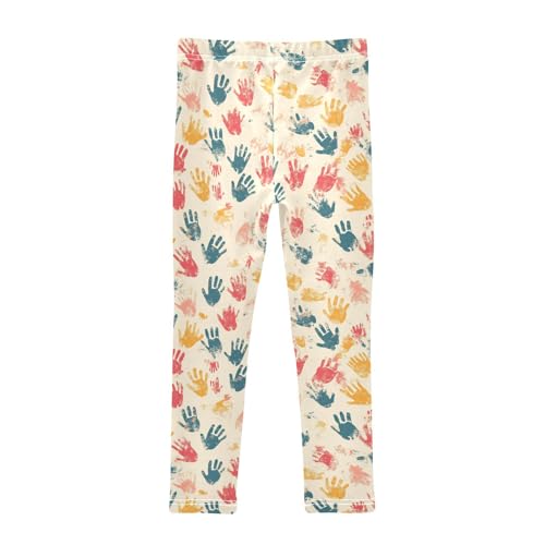 Hand Prints Girls Leggings,Workout Leggings for Girls Toddler Athletic Leggings Size for 3-10T2