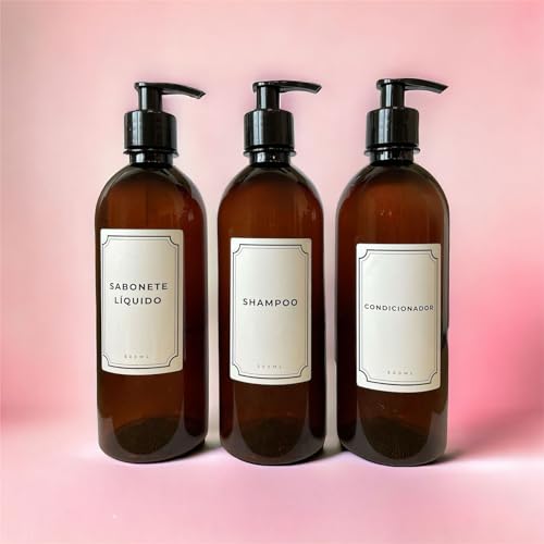 Kit Banheiro Frasco Shampoo Condicionador 500ml Pump (3 Un)