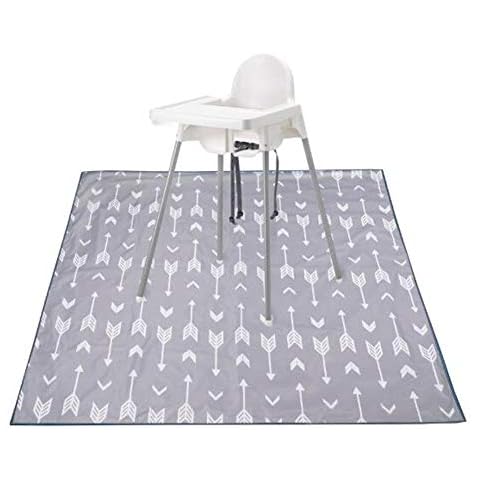 Splash Mat for Under Highchair, 51" Waterproof Anti-Slip Floor Mat Messy Play Mat for High Chair to Protect Capet Floors, Portable Picnic Mat Beach Mat… Cover