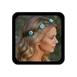 Tocado de flores con lazo azul.Se puede combinar con estilo bohemio, intelectual simple, de moda y casual, romántico de vacaciones, o con tu ropa favorita, con esta diadema, te hará lucir hermosa y exquisita