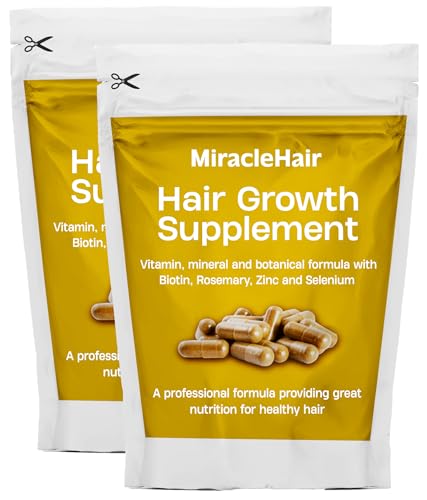 x60 Biotin Hair Growth Supplement Elite+10 - Biotin + Zinc & Selenium + Rosemary + L-Taurine + Peppermint + MSM + Ginger + Copper - for Healthy Hair, Nails & Skin - 60 Large Capsules - UK Based Brand