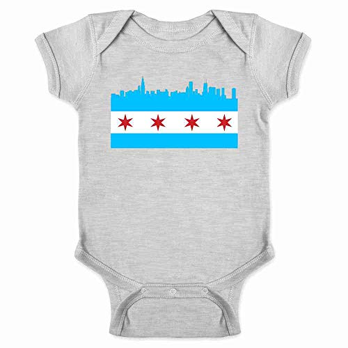 Pop Threads Chicago City Flag Skyline Retro Vintage Infant Baby Boy Girl Bodysuit - Main Image