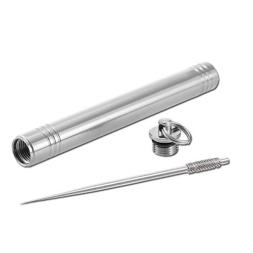 Titanium Toothpick with Protective Holder, Non-Toxic Waterproof Reusable Pocket Size Portable EDC with Key Ring for Purse Outdoor Camping Picnic EDC Keychain Tool Business Travel Kit Gift (Silver)