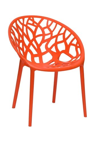 Image of activa Crystal Plastic Arm Chair | Stackable Indoor Outdoor Chair for Home, Balcony, Patio & Garden | Comfortable Designer Armrest Chair | Durable Plastic Seating Furniture (Orange, Set of 2)