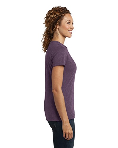 District Made Ladies Perfect Blend Crew Tee>M Heathered Eggplant Dm108L #TOP4