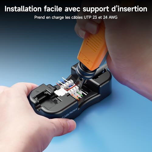 Prises Keystone Cat6 RJ45 Cable Matters lot de 25 avec support blanc