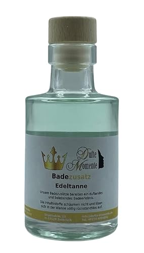 Dufte Momente Badezusatz Edeltanne 100ml - hochwertiges Badeöl in attraktiver Glasflasche mit Korkmündung