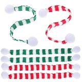 ULTECHNOVO 6 Miniatur Weihnachtsschals mit Teddybär Dekor 15cm Rot Weiß Grün Weiß Weihnachtsweinflaschen Ornamente für Festliche Esszimmerdekoration