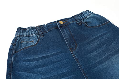 chouyatou Women's Casual Stretch Waist Washed Denim A-line Maxi Skirt2