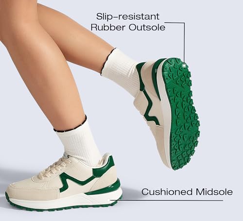 Image of LUCKY STEP Women's Retro Fashion Casual Sneakers | Platform Classic Trendy Trainning Anti-Slip Tennis Travel Walking Shoes