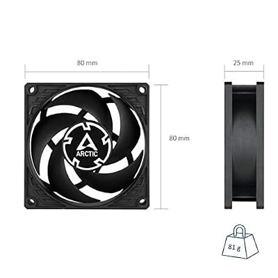 ARCTIC P8 PWM PST (5 Pack) - PC Fans, 80mm Case Fan with PWM Sharing Technology (PST), Pressure-optimised, Quiet Motor, Computer, Fan Speed: 2003000 RPM - Black
