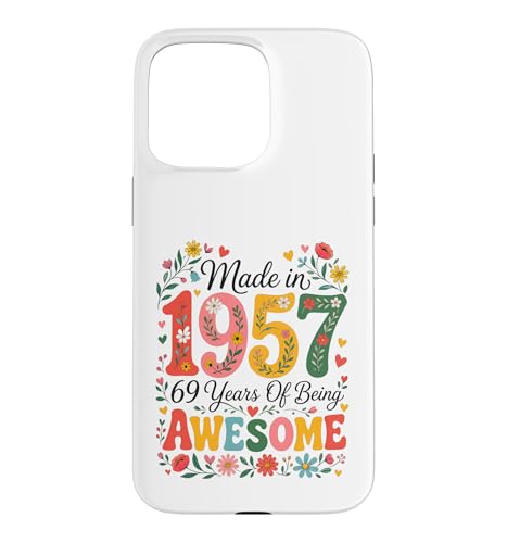 69 Year Old Made in 1957 Retro Floral 69th Birthday Women �X�}�z�P�[�X iPhone 15 Pro Max �p
