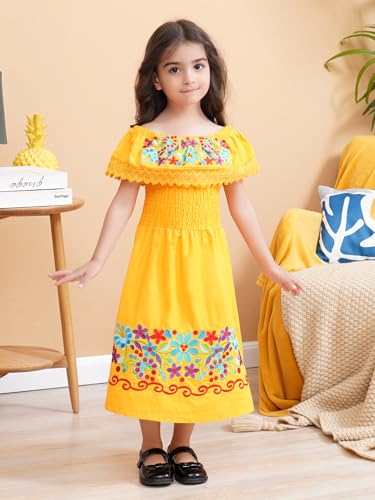 Image of Mexican Dress for Girls Traditional Vestidos Mexicanos Cinco de Mayo Embroidered Dresser Toddler Kids