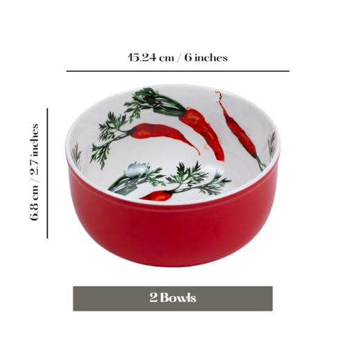 Image of GOLDEN QUEEN'S Handcrafted Ceramic Bowls, Set of 2 | Ideal for Snacks, Ramen, Salad, Cereals, Rice, Dinner - Kitchen Garden Bowl
