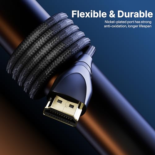 Image of Basesailor HDMI 2.1 Cable 1.5M, Ultra High Speed 48Gbps Cord with Ethernet, 8K@60Hz 4K@120Hz UHD,Dolby Vision DTS,eARC,HDR10,3D, Compatible with TV,Monitor,Laptop,PS5,Xbox & HDMI Enabled Devices