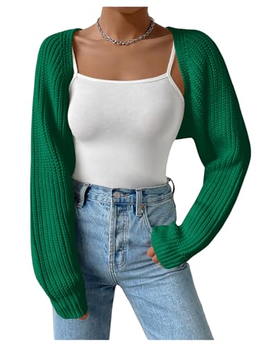 Image of Verdusa Women's Y2k Cropped Cardigan Sweaters Lightweight Knit Open Front Bolero Shrugs Spring Fall Outfits