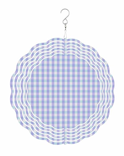 Modern Wind Spinners, Checked Plaid Hanging Wind Spinners for Yard and Garden 3D Stainless Steel Metal Sculptures Crafts Ornaments 8 Inch