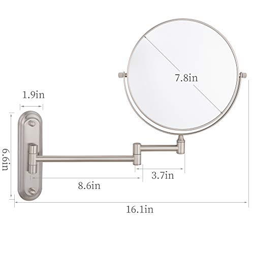 Gurun 8-Inch Two-Sided Swivel Wall Mount Makeup Mirror With 10X Magnification, Brushed Nickel Finish M1206N(8In,10X) #TOP4