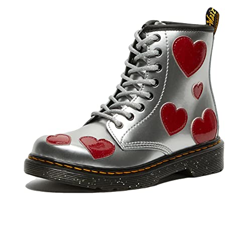 Dr. Martens 1460 (Little Kid/Big Kid) Silver Metallic/Bright Red Patent Lamper/Cosmic Glitter 2 Uk (Us 3 Little Kid) M #TOP10