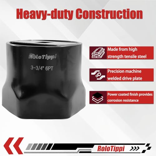 Image of 3-3 /4-Inch 6 Point Wheel Bearing Locknut Socket, 3 /4-Inch Drive, for Axle Nut Socket, Remove and Install Wheel Bearing Nuts, Carbon Steel, Powder-Coated (3-3 /4 inch 6PT, 3 /4 inch Drive)