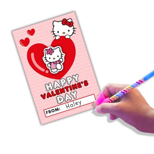Lashicorn Cute Kitty Pacote de Cartões e Adesivos de Classe do Dia dos Namorados | 30 cartões postai