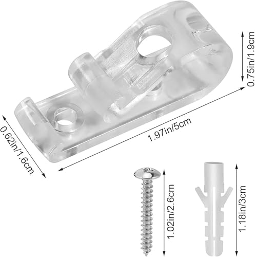Gocelyn Curtain Clear P Clip Hooks with Screws, Roller Shade Clear Safety Chain and Cord Guide Fixation Hooks for Vertical Roman Roller Blinds Ball Bead Chain Cord Control