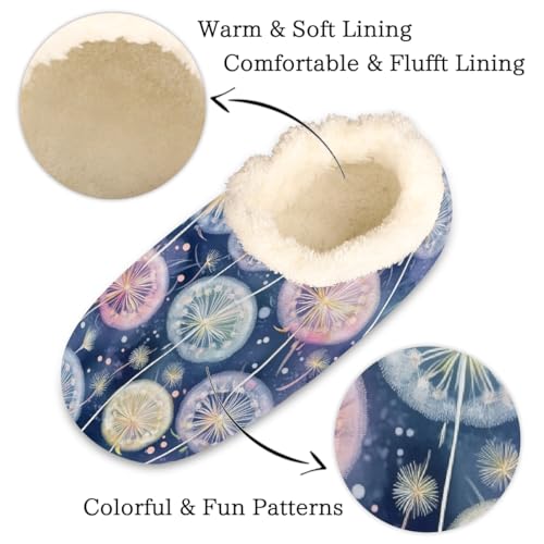 Colorful Dandelions Pattern Slippers for Women Slipper Socks Soft Fuzzy House Slippers Shoes for Indoor Bedroom, Winter Cozy Christmas Gifts2