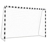 vidaXL Fußballtor für Erwachsene Kinder Fußballnetz Fussballtor Torwand Goal Fußball Netz Tor Tornetz Fußballtornetz 300x200x90cm Metall Schwarz Weiß